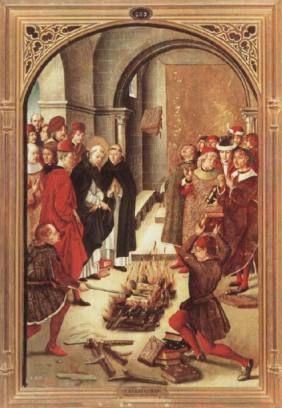 BERRUGUETE, Pedro Scenes from the Life of Saint Dominic:The Burning of the Books oil painting picture